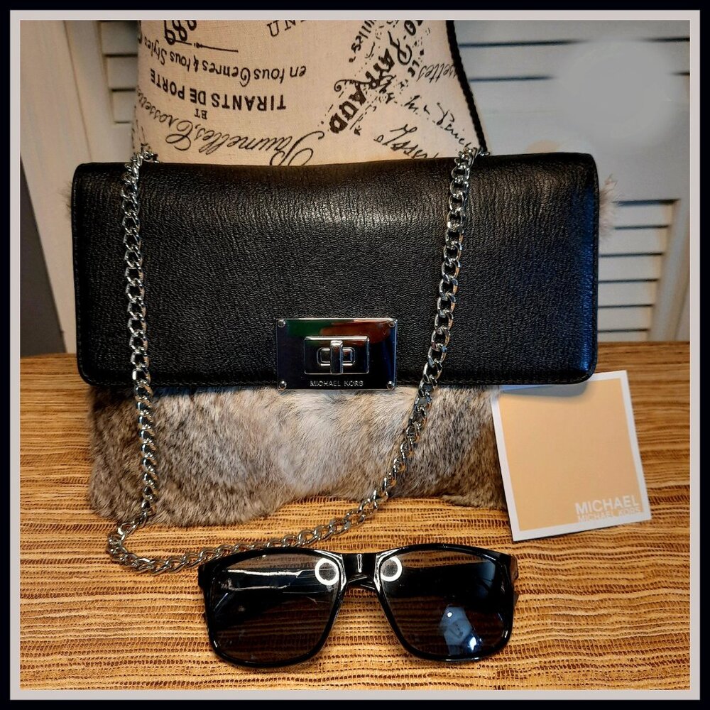 Michael Kors Fur & Leather Clutch Michael Kors Sloan Silver Rabbit Fur Bag